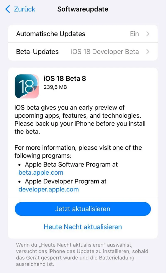 弋江苹果手机维修分享苹果 iOS / iPadOS 18 开发者预览版 Beta 8 发布 